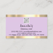 QRCode Personal Koch Cooking Restaurant Food Lilac Visitenkarte (Rückseite)