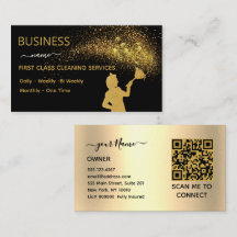 QrCode-Reinigungsdienst Dienstmädchen Gold Glitter