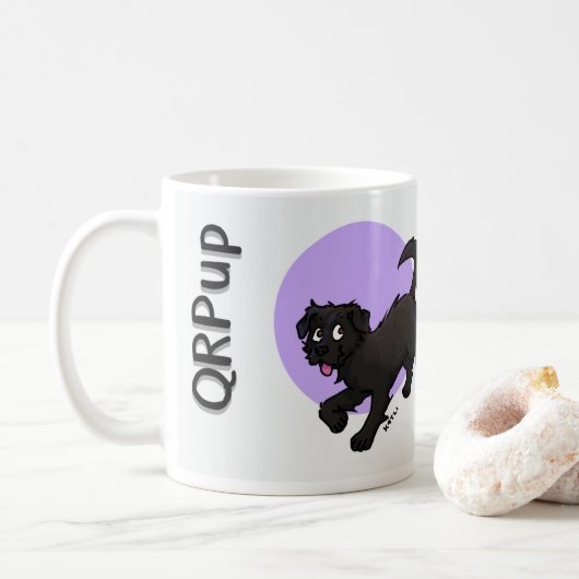 QRPup Cup - Schwarzer Terrier Kaffeetasse (Mit Donut)
