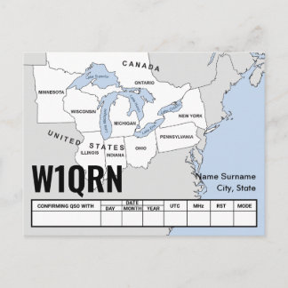 QSL Card Great Lakes Map Postkarte