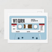 QSL-Card-Kassettenband blau Postkarte (Vorne/Hinten)