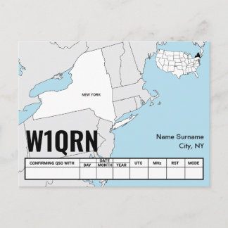 QSL Card New York State Map Postkarte