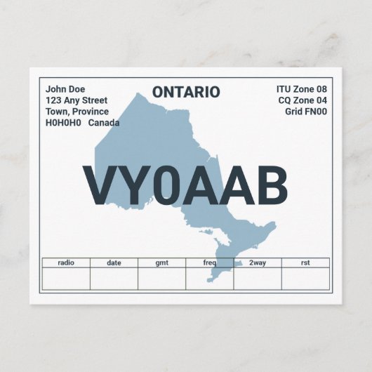 QSL Card Ontario Karte (Vorderseite)