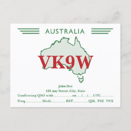 QSL Card Retro Australien Karte Green
