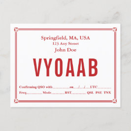 QSL Card Retro Rote Grenz Ecke Ornamente Postkarte