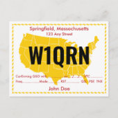 QSL Card Retro USA Gelbe Karte (Vorderseite)