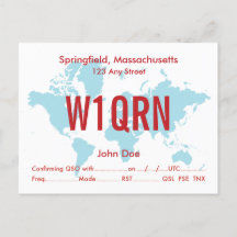 QSL Card Retro World Blue Karte