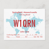 QSL Card Retro World Blue Karte (Vorderseite)