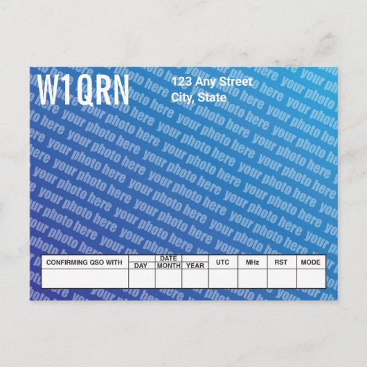 QSL-Karte Fügen Sie Ihr eigenes Foto hinzu Postkarte (Vorderseite)