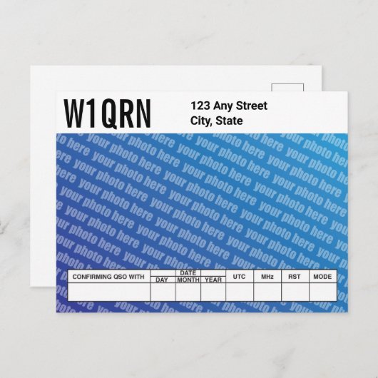 QSL-Karte Fügen Sie Ihr eigenes Foto hinzu Postkarte (Vorne/Hinten)