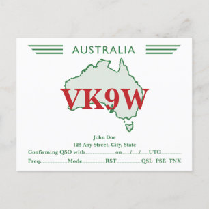 QSL-Karte Retro Australien Karte Grün