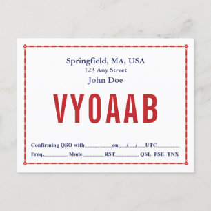 QSL-Karte Retro Rote Kettenumrandung Postkarte