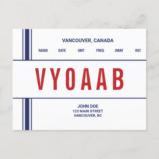 QSL-Karte Retro Stylisierte Streifen Postkarte