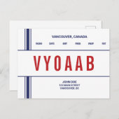 QSL-Karte Retro Stylisierte Streifen Postkarte (Vorne/Hinten)