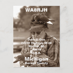 QSL PCs HAM Radio Op Mann Flockentauben Postkarte