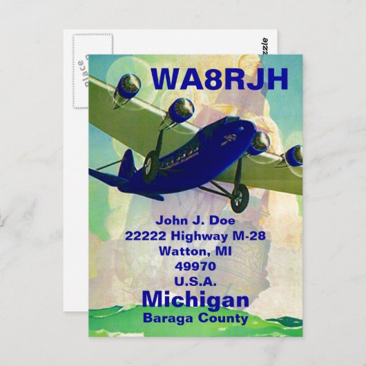 QSL Postkarten HAM Radio Op Bermuda Dreieck Geiste (Vorne/Hinten)