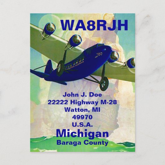 QSL Postkarten HAM Radio Op Bermuda Dreieck Geiste (Vorderseite)