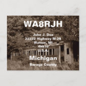 QSL Postkarten HAM Radio Ops Abandoned Train Car (Vorderseite)