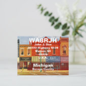 QSL Postkarten HAM Radio Ops Quaint Small Town Str (Stehend Vorderseite)