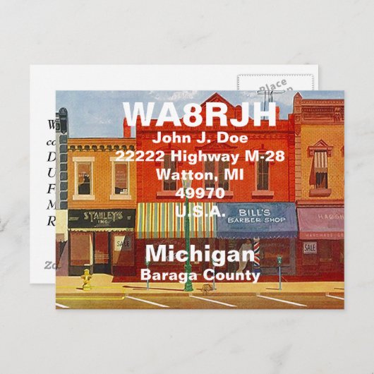 QSL Postkarten HAM Radio Ops Quaint Small Town Str (Vorne/Hinten)