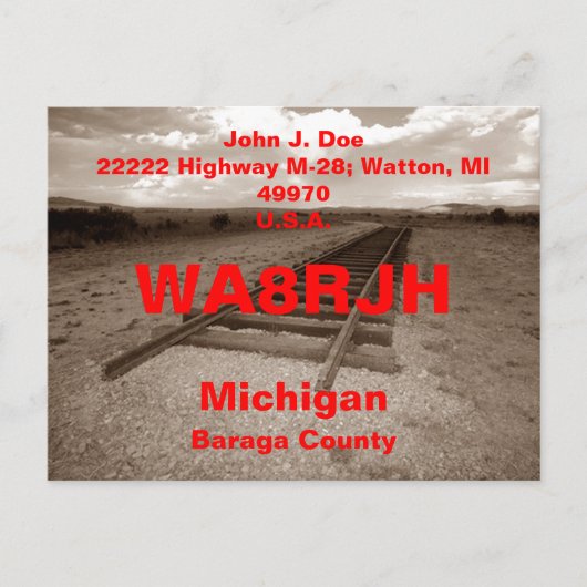 QSL Postkarten HAM Radio Ops RR Bahnspuren Ende (Vorderseite)