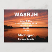 QSL Postkarten HAM Radio Ops Sunset Cloud rows Sea (Vorderseite)