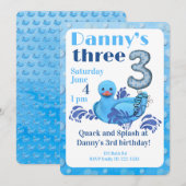 Quack and Splash Duck 3rd Birthday Invitation Einladung (Vorne/Hinten)