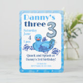 Quack and Splash Duck 3rd Birthday Invitation Einladung (Stehend Vorderseite)