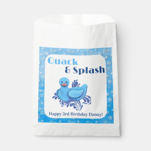 Quack and Splash Ente 3. Geburtstag Geschenktütchen (Vorderseite)