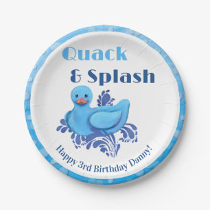 Quack and Splash Ente 3. Geburtstag Pappteller