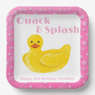Quack and Splash Ente 3. Geburtstagseinladung Pappteller
