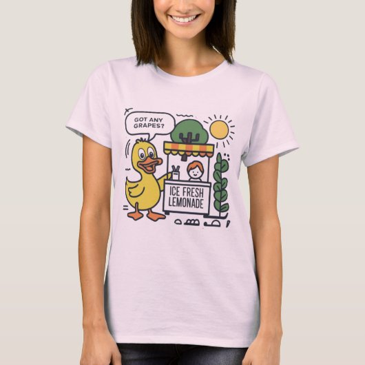 Quack for Grapes Wird Funny Duck at Lemonade Stand T-Shirt (Vorderseite)