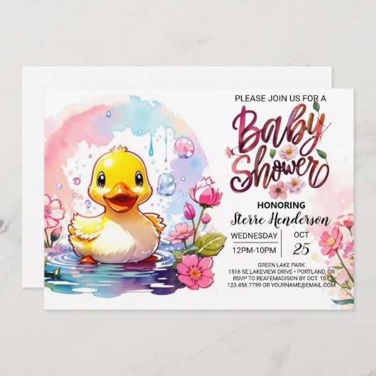 Quack-tastic Baby Shower Joy Einladung (Vorne/Hinten)