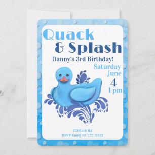 Quack und Splash Ente 3. Geburtstagseinladung Einladung