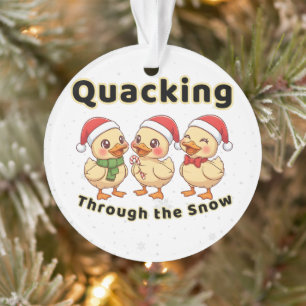 Quacken durch den Schnee Lustige Kawaii-Ente Ornament