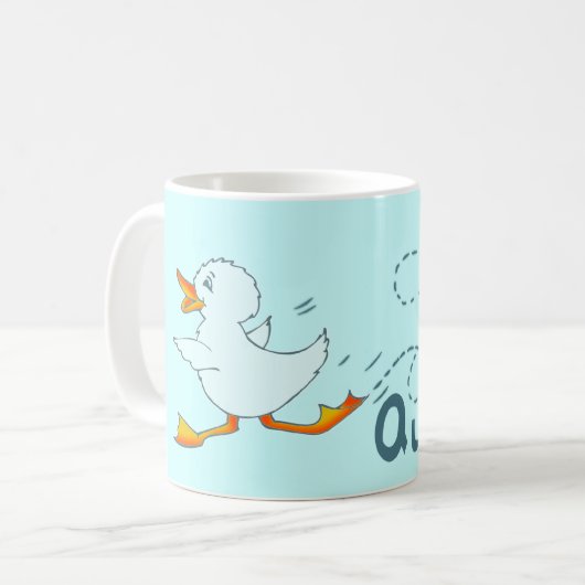 Quackers hellblaue Ente Tasse (Vorderseite Links)