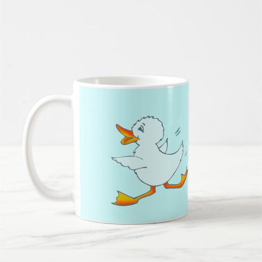 Quackers hellblaue Ente Tasse (Links)