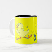 Quackers helle gelbe Enten-Tasse Zweifarbige Tasse (Vorderseite Links)