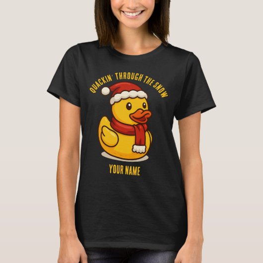 Quackin' Through the Snow Rubber Duck Christmas T-Shirt (Vorderseite)