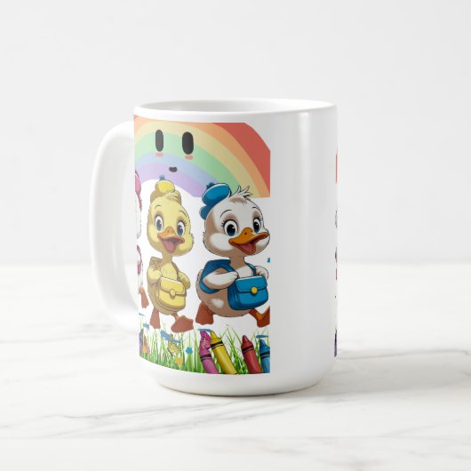 "Quacking into Kindergarten!" – Cute Duck Back-to- Kaffeetasse (Vorderseite Links)