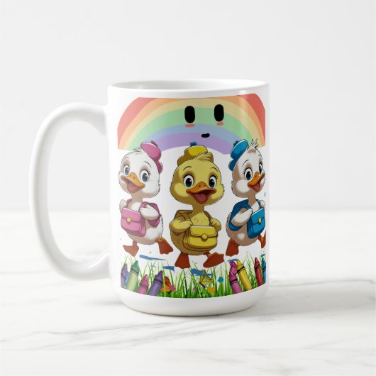 "Quacking into Kindergarten!" – Cute Duck Back-to- Kaffeetasse (Links)