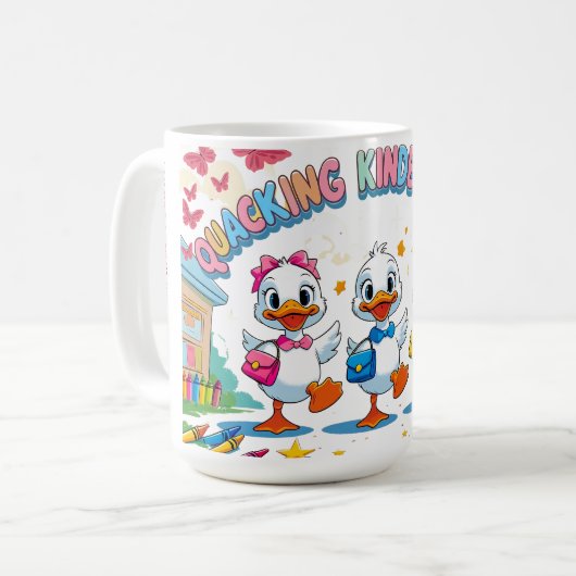 "Quacking Kindergarten – Cute Duck Back-to-School Kaffeetasse (Vorderseite Links)