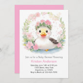 Quacking Up: Baby Girl Dusche Einladung (Vorne/Hinten)