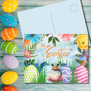 Quacktastic Duckle Osterling mit Blume Feiertagspostkarte