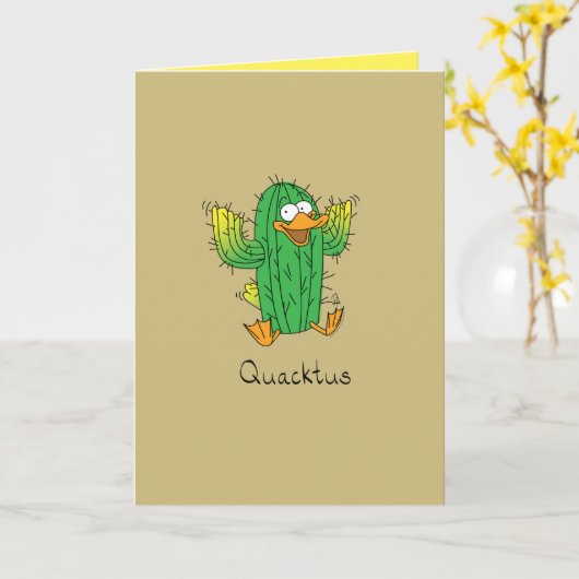 Quacktus - Duck Cactus Pun Greeting Card Karte (Gelbe Blume)