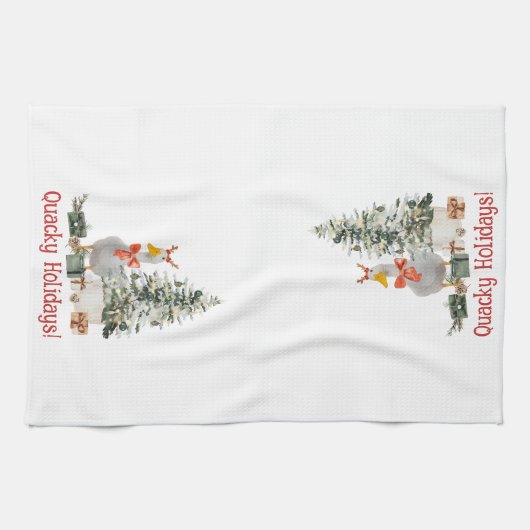 Quacky Holidays Niedliche Ente Geschirrtuch (Horizontal)