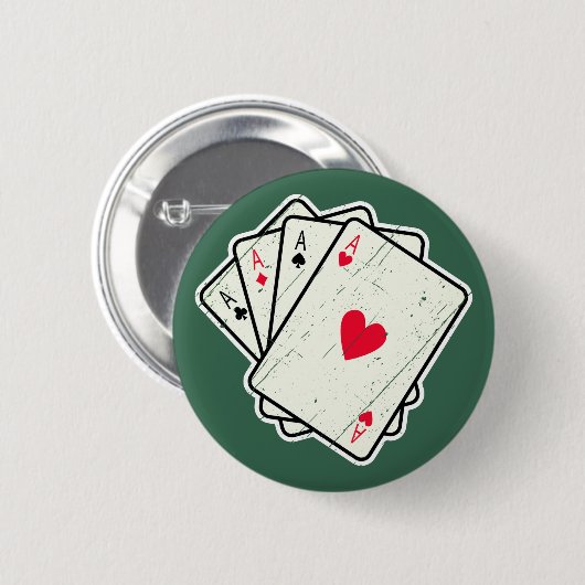Quad Aces: Alle 4 Lucky Ace Cards Button (Vorne & Hinten)