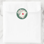 Quad Aces: Alle 4 Lucky Ace Cards Runder Aufkleber (Tasche)