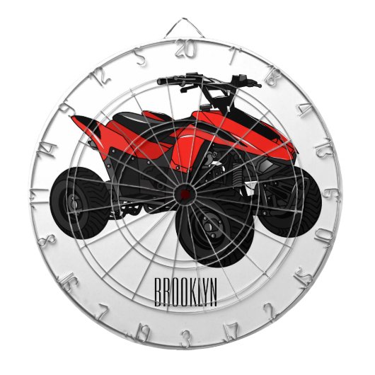 Quad atv Cartoon Illustration Dartscheibe (vorne)