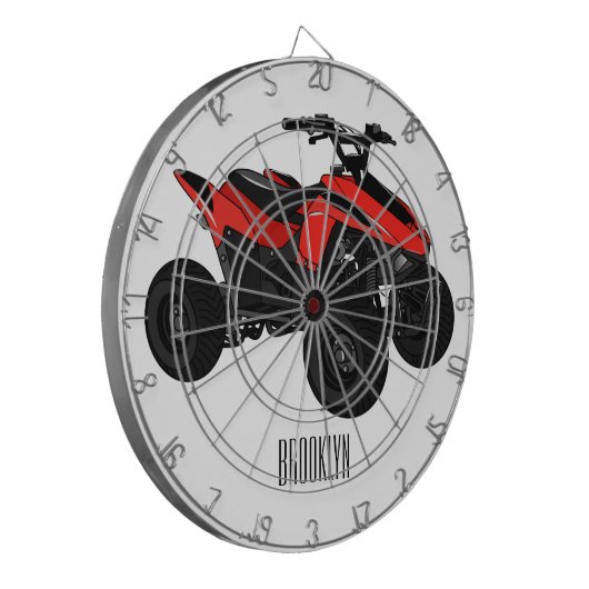 Quad atv Cartoon Illustration Dartscheibe (Vorderseite Links)